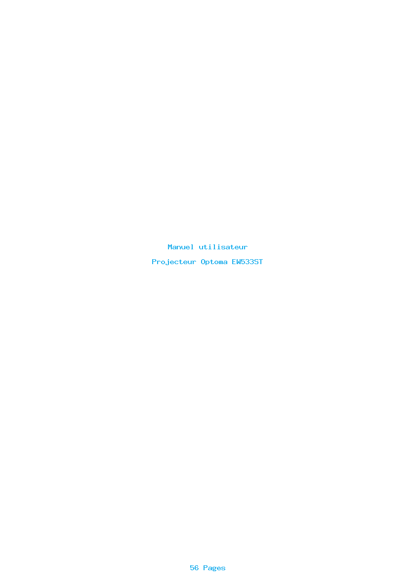 Page 1 de la notice Manuel utilisateur Optoma EW533ST