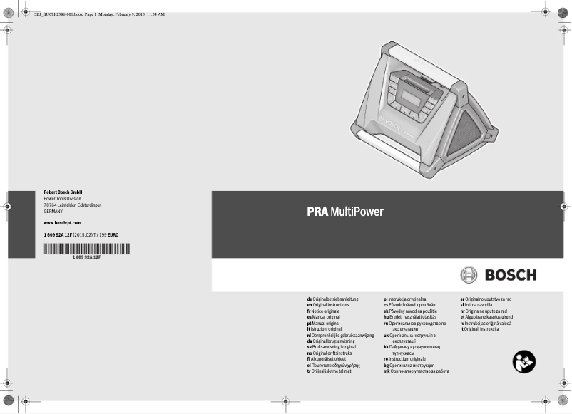 Page 1 de la notice Manuel utilisateur Bosch PRA MultiPower