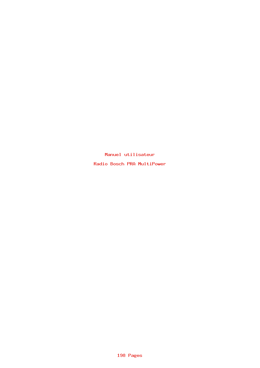 Page 1 de la notice Manuel utilisateur Bosch PRA MultiPower