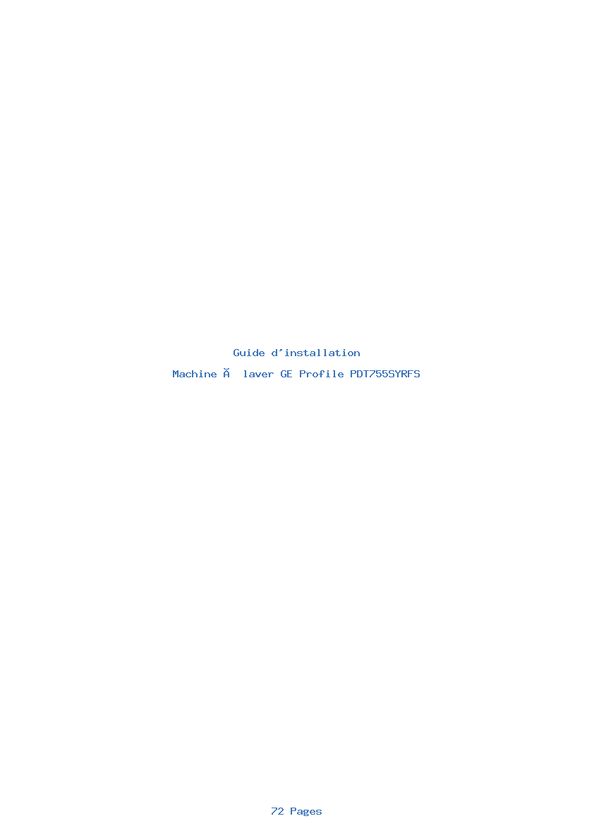 Page 1 de la notice Guide d'installation GE Profile PDT755SYRFS