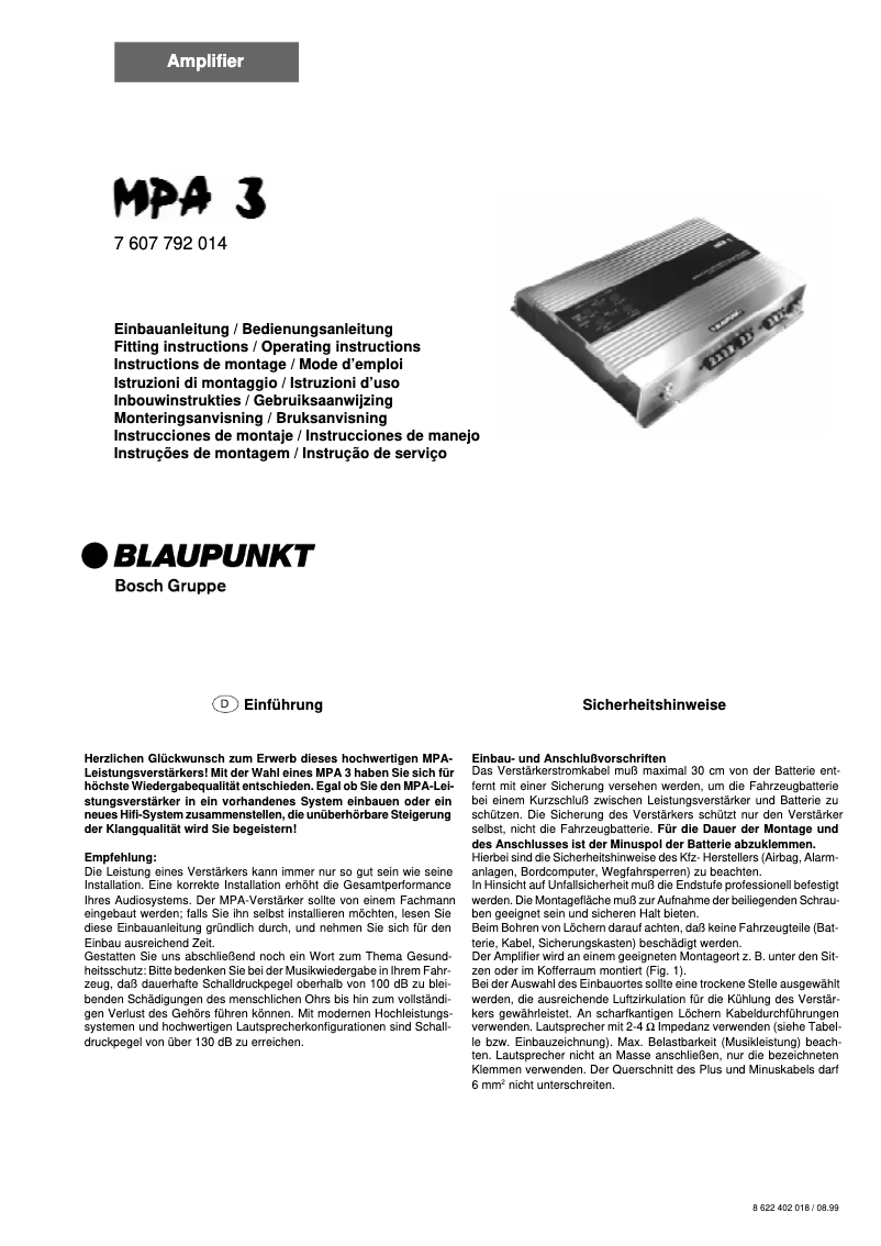 Página 1 del manual Manual de usuario Blaupunkt MPA 3