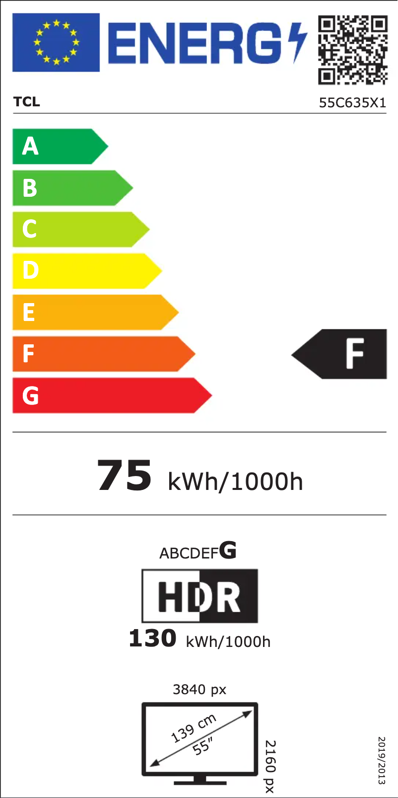 Page 1 of the manual Energy Label TCL 55C635