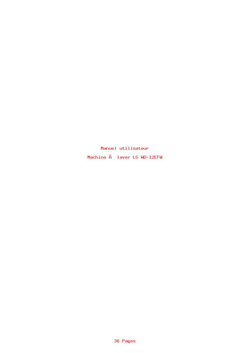 Page 1 de la notice Manuel utilisateur LG WD-12EFW