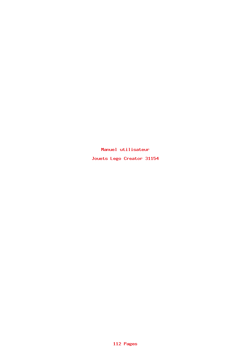 Page 1 de la notice Manuel utilisateur Lego Creator 31154