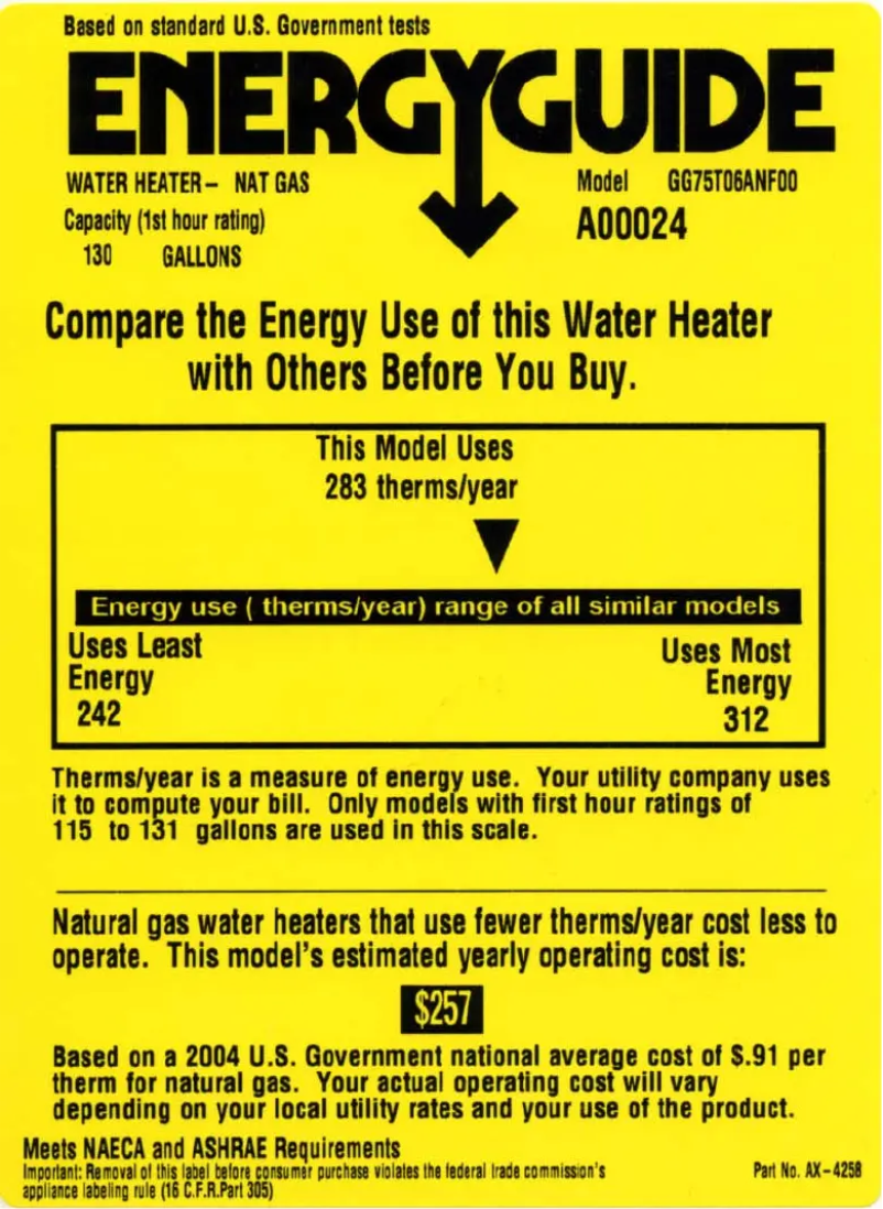 Page n°1 - Label énergétique GE GG75T06ASK