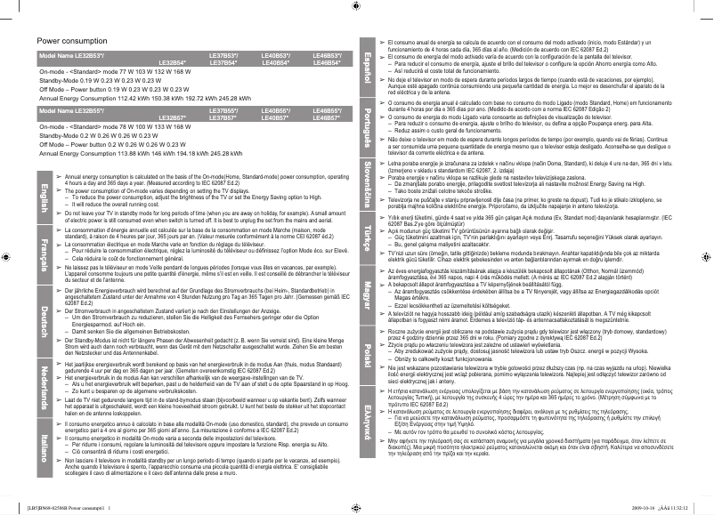 Página 1 del manual Etiqueta energética Samsung LE-46B550A5PXZG