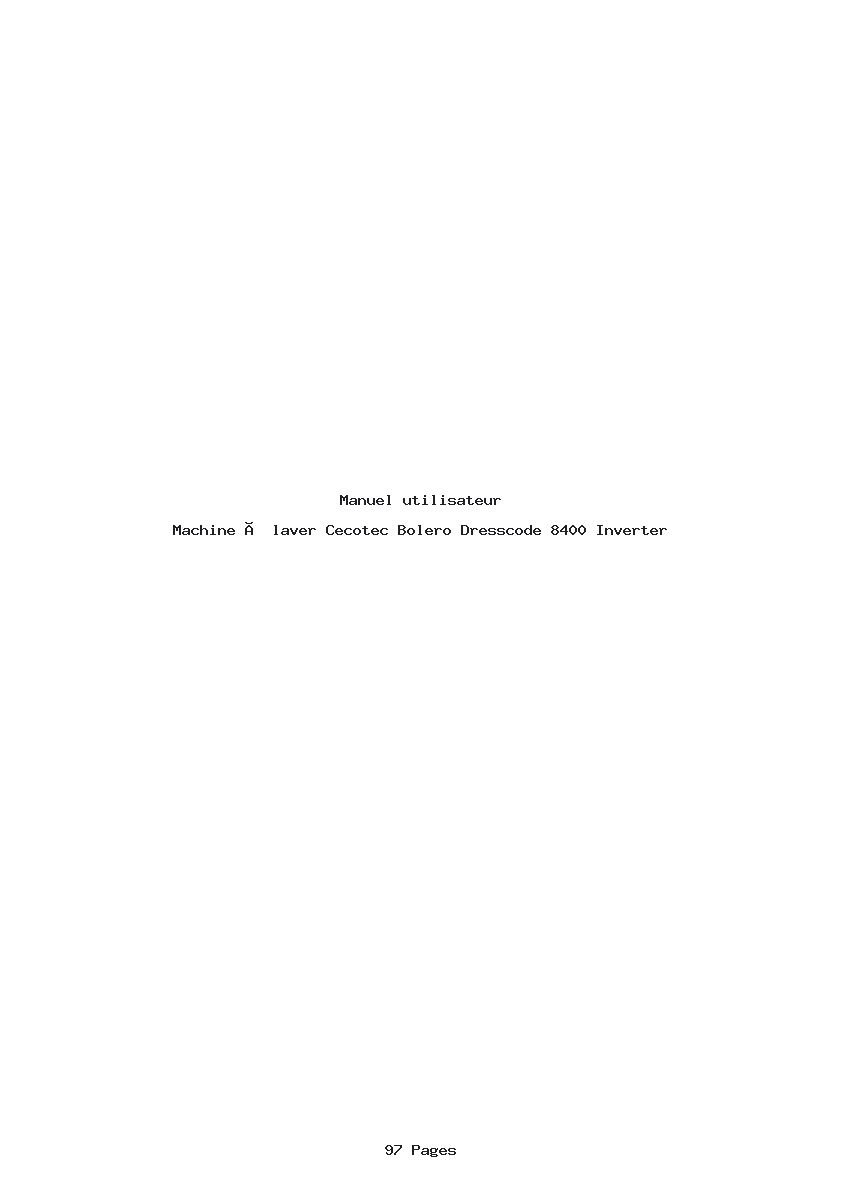 Page 1 de la notice Manuel utilisateur Cecotec Bolero Dresscode 8400 Inverter