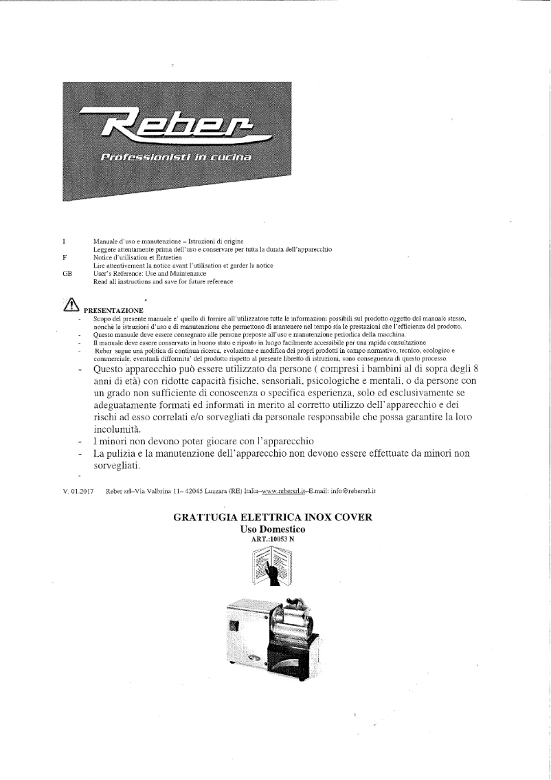 Page 1 of the manual User Manual Reber 10053 N