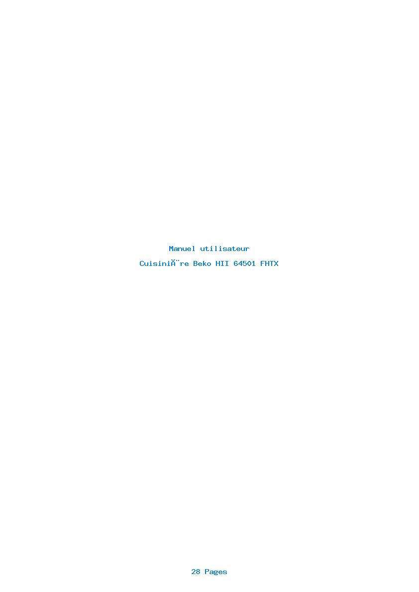 Page 1 de la notice Manuel utilisateur Beko HII 64501 FHTX