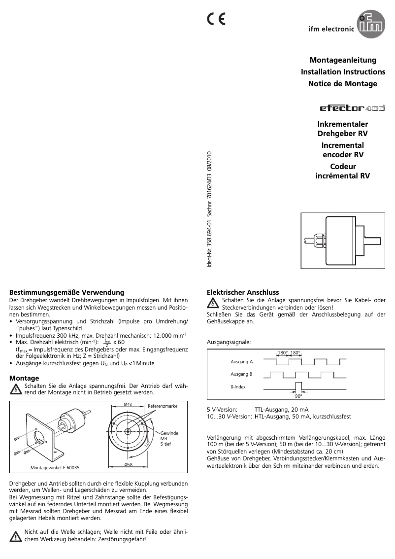 Page 1 de la notice Manuel utilisateur IFM RV6035