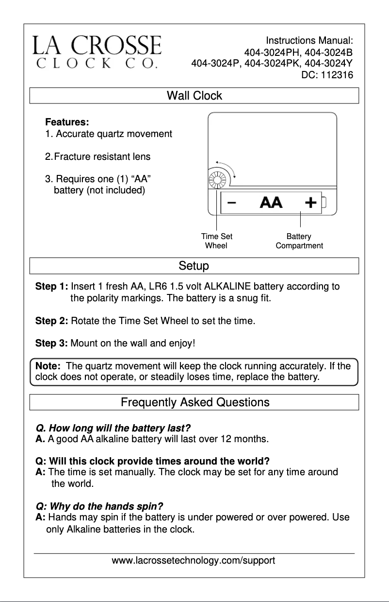 Page 1 de la notice Manuel utilisateur La Crosse Technology 404-3024B