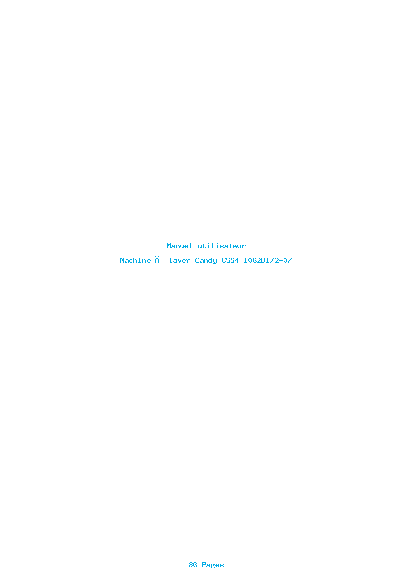 Page 1 de la notice Manuel utilisateur Candy CSS4 1062D1/2-07