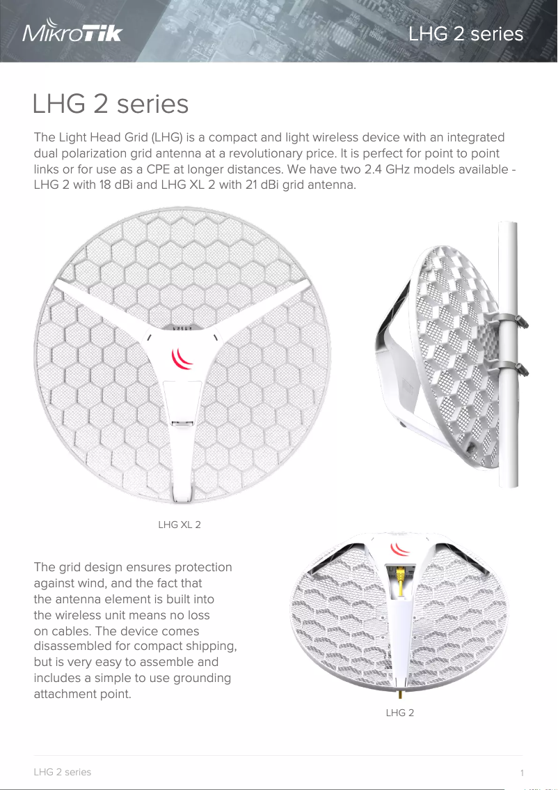 Page 1 de la notice Brochure Mikrotik LHG XL 2