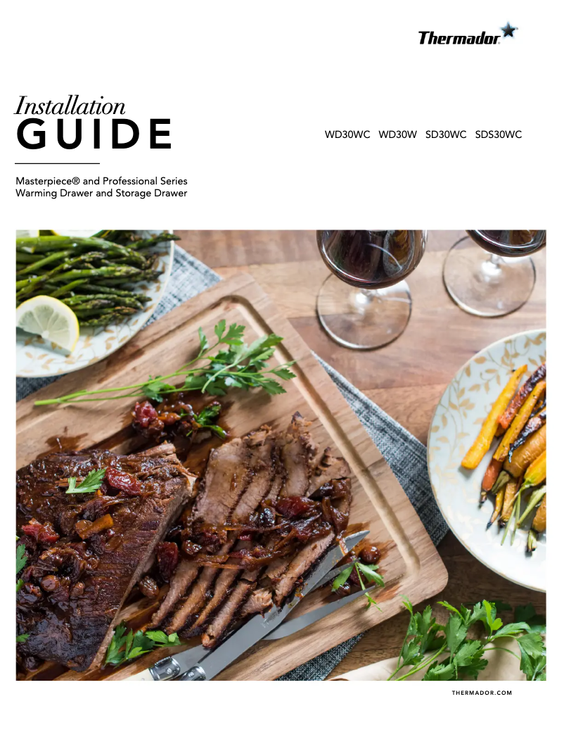 Page 1 de la notice Guide d'installation Thermador WD30W