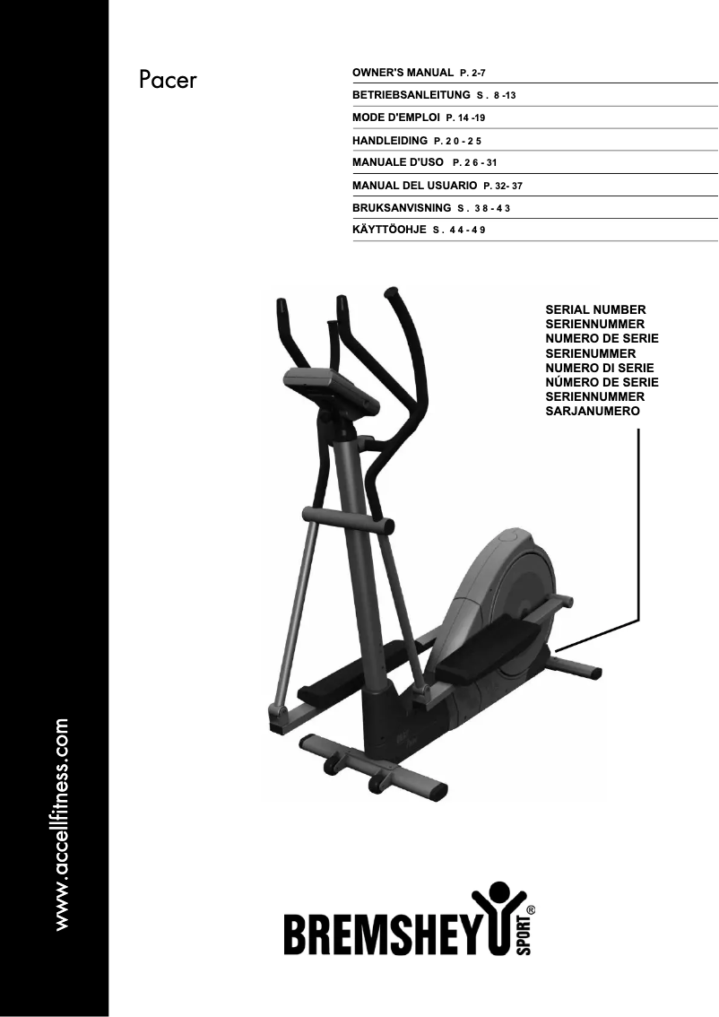 Page 1 de la notice Manuel utilisateur Bremshey Orbit Pacer 16