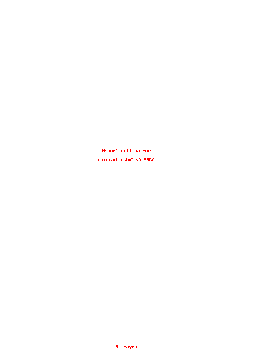 Page 1 de la notice Manuel utilisateur JVC KD-S550