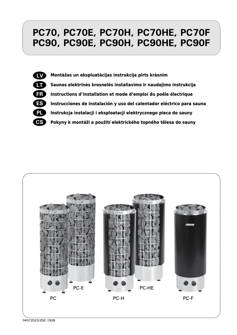 Page 1 de la notice Manuel utilisateur Harvia Cilindro PC90HE HPCE900400H