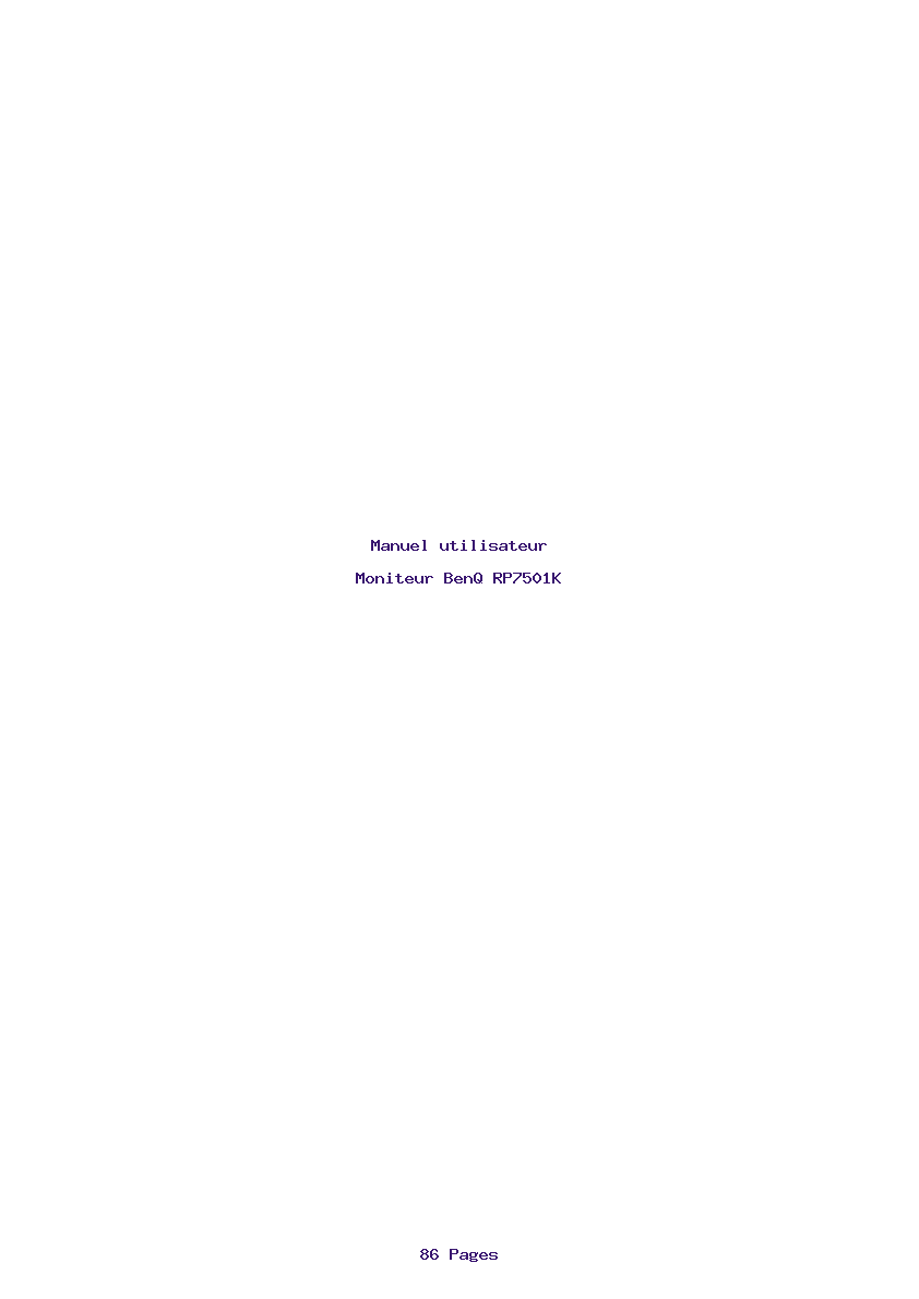 Image de la première page du manuel de l'appareil RP7501K