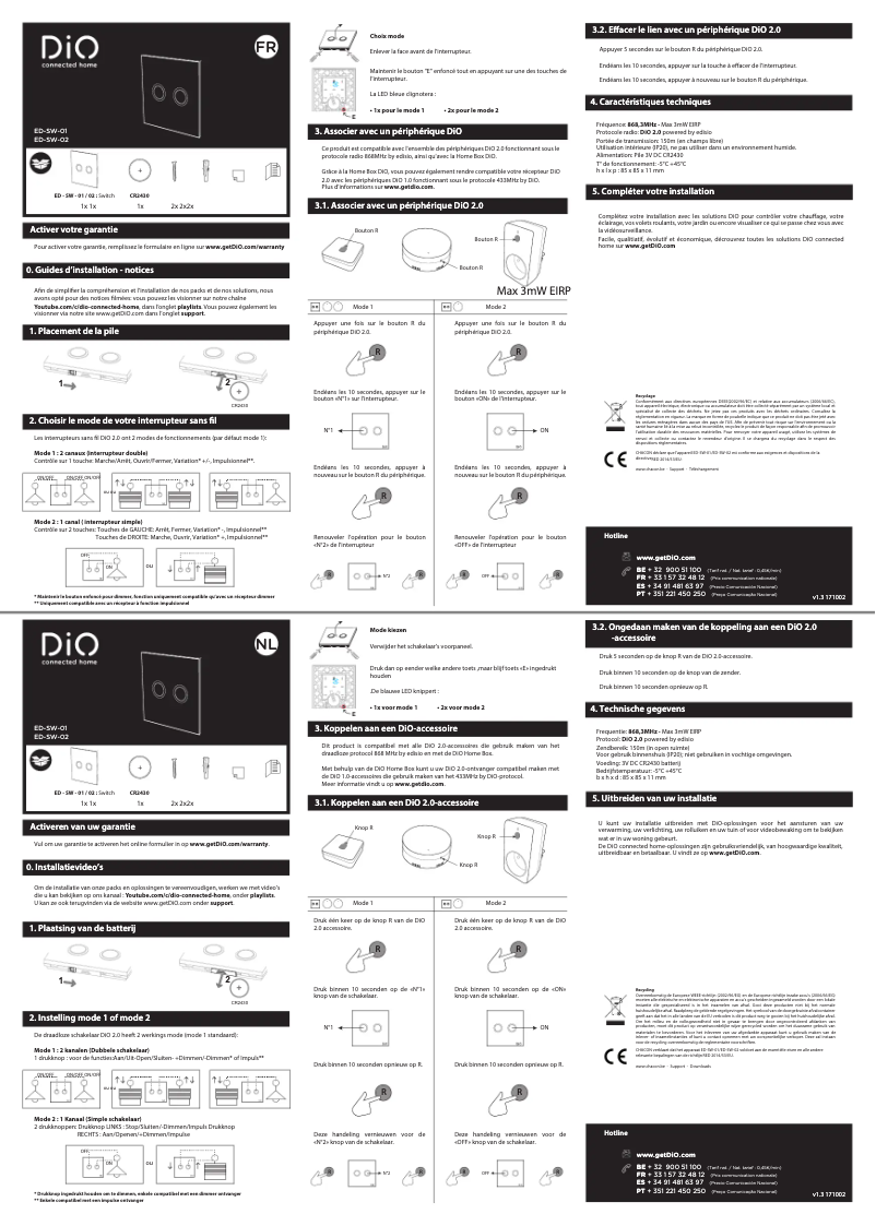 Page 1 de la notice Manuel utilisateur DiO ED-SW-02