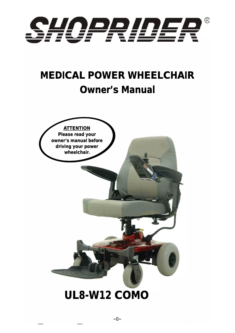 Page 1 of the manual User Manual Shoprider Como