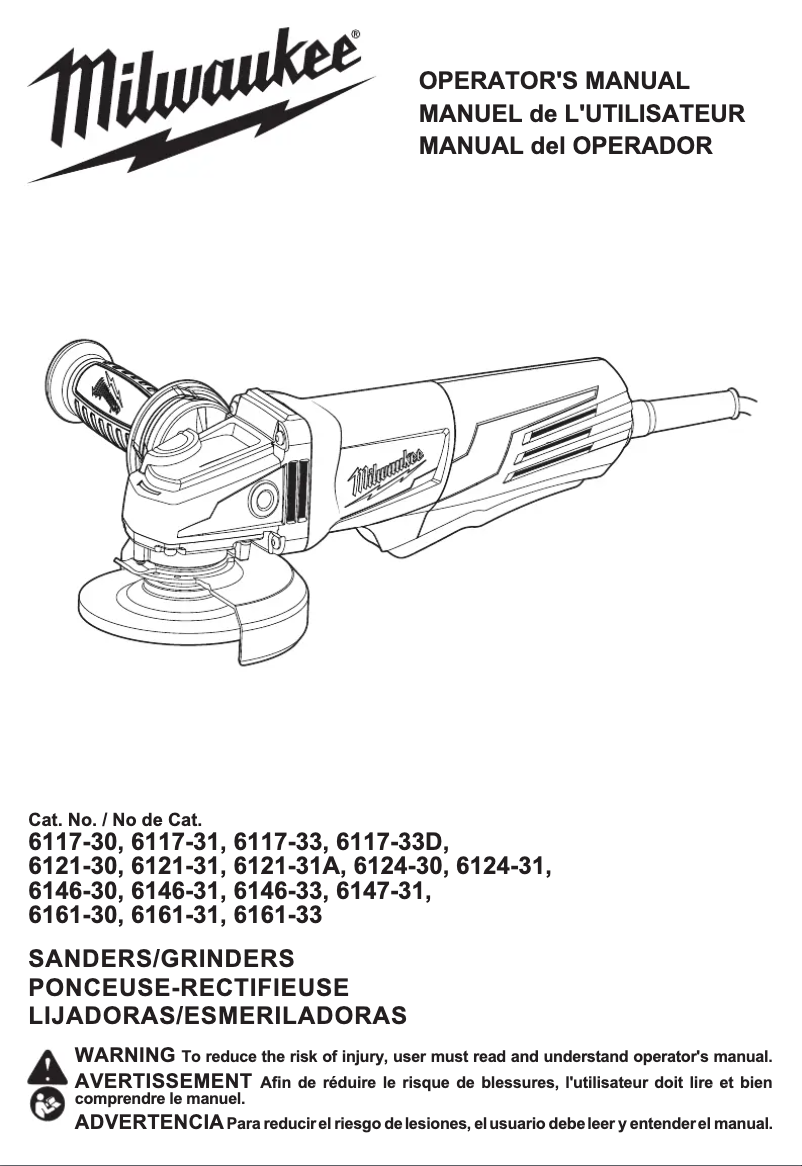Page 1 de la notice Manuel utilisateur Milwaukee 6117-33D