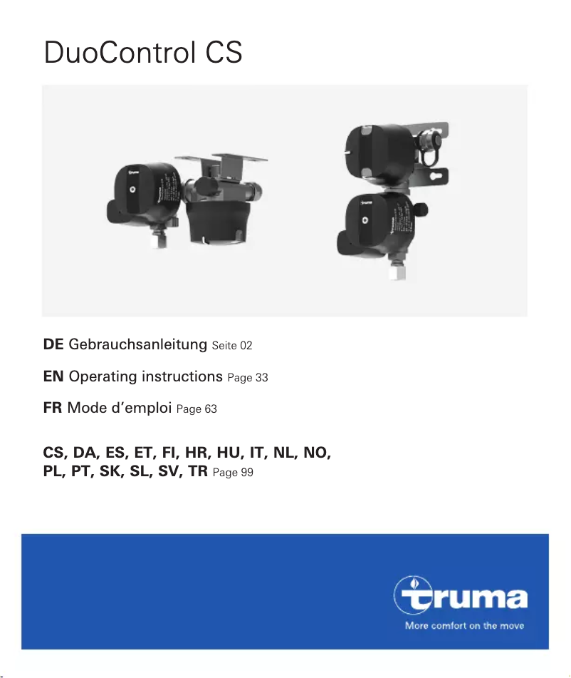 Page 1 de la notice Manuel utilisateur Truma DuoControl CS