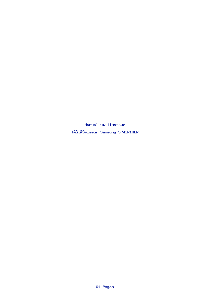 Page 1 de la notice Manuel utilisateur Samsung SP43R1HLR