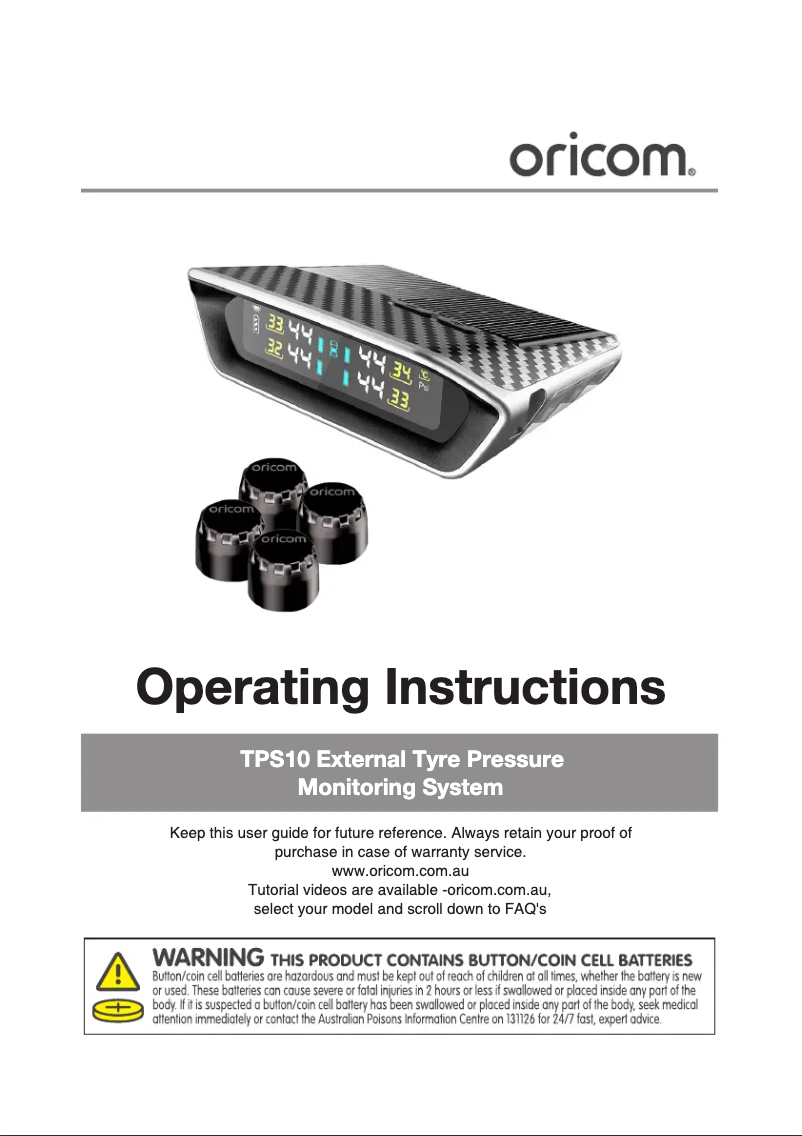 Page 1 de la notice Manuel utilisateur Oricom TPS10-6E