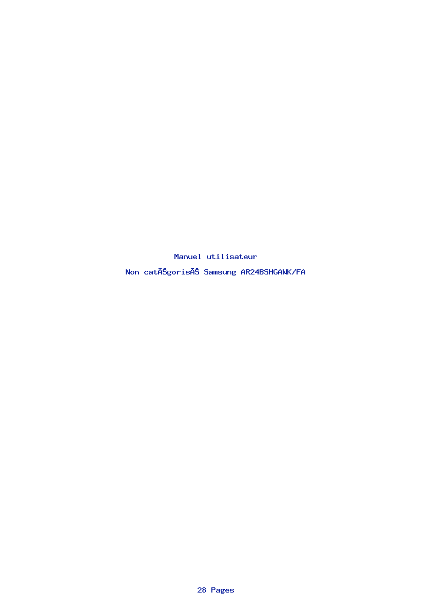 Page 1 de la notice Manuel utilisateur Samsung AR24BSHGAWK/FA