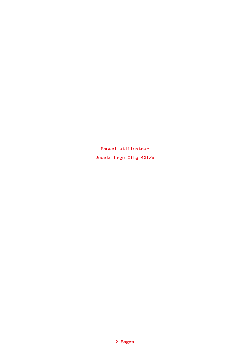 Page 1 de la notice Manuel utilisateur Lego City 40175