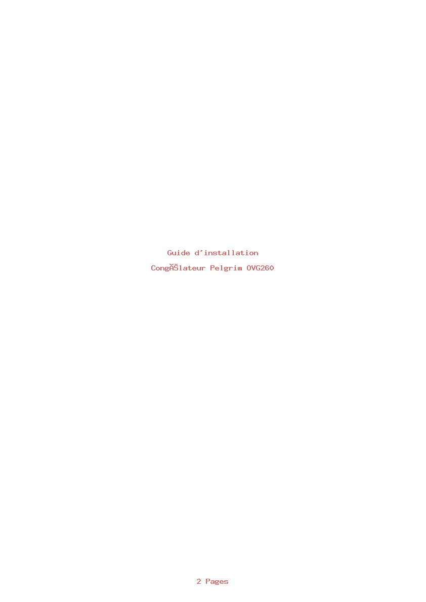 Page 1 de la notice Guide d'installation Pelgrim OVG260