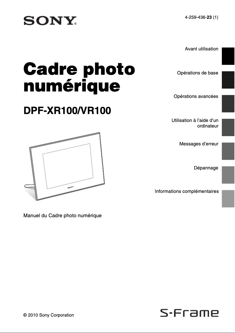 Page n°1 - Manuel utilisateur Sony DPF-XR100
