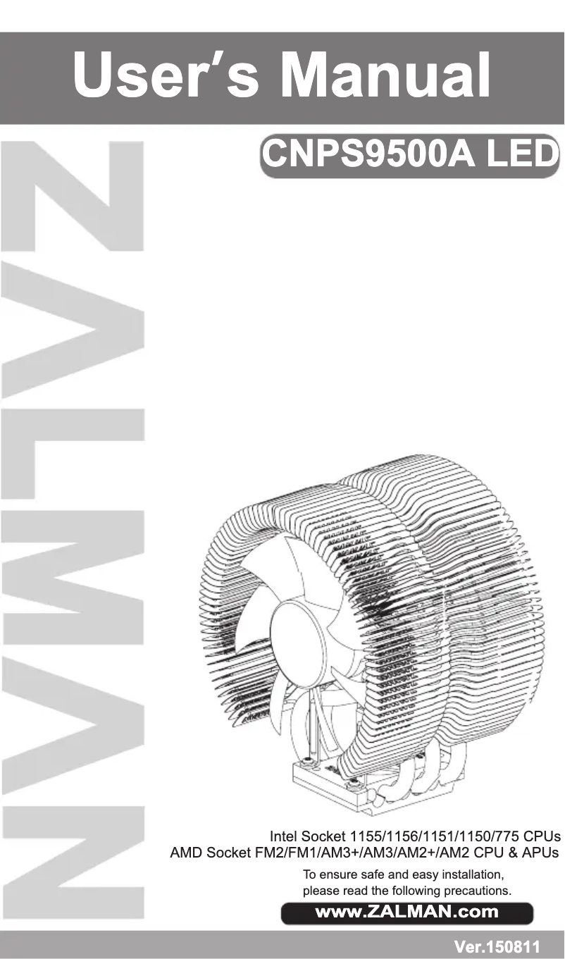 Page 1 de la notice Manuel utilisateur Zalman CNPS9500A LED