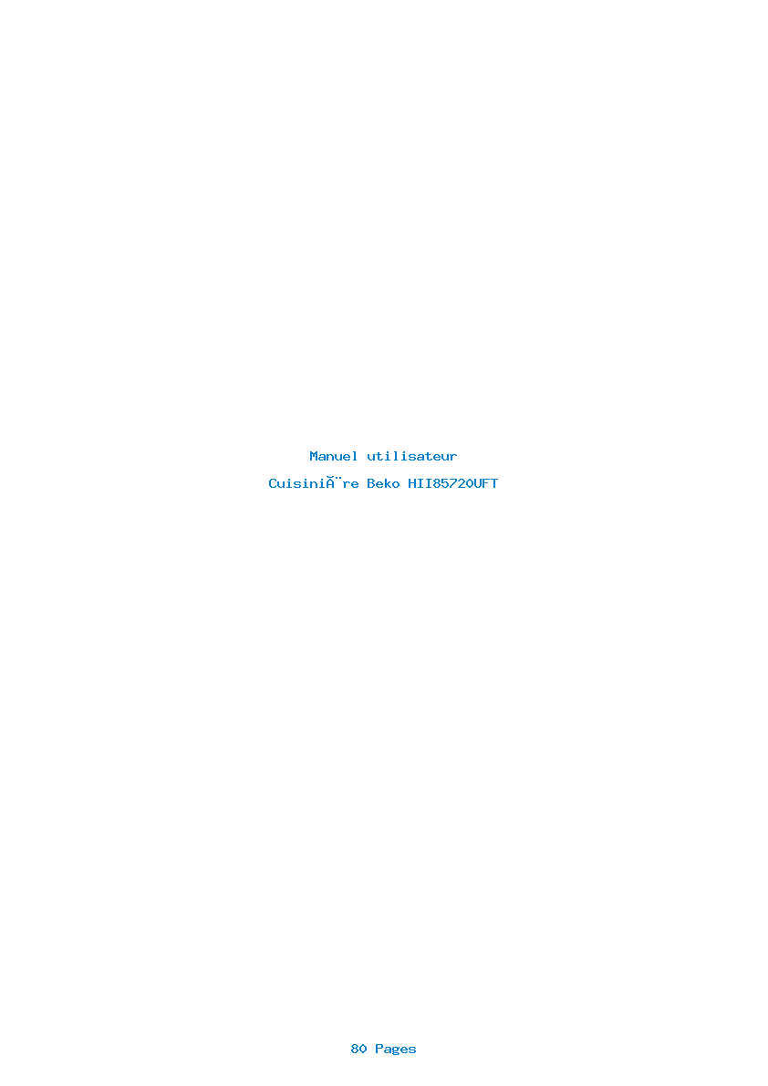 Page 1 de la notice Manuel utilisateur Beko HII85720UFT