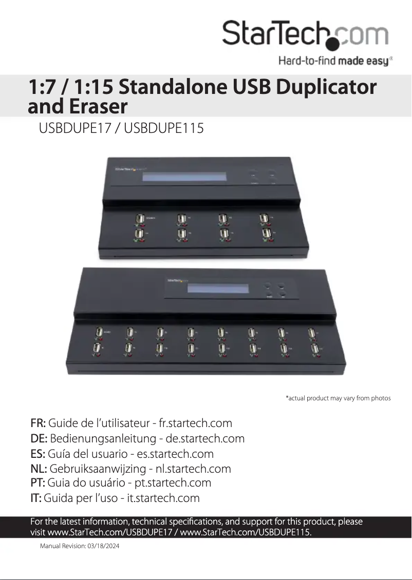 Page 1 of the manual User Manual StarTech.com USBDUPE115