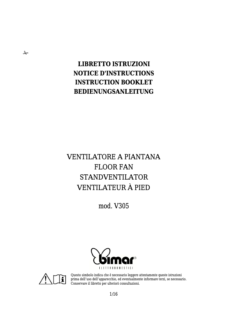 Página 1 del manual Manual de usuario Bimar V305