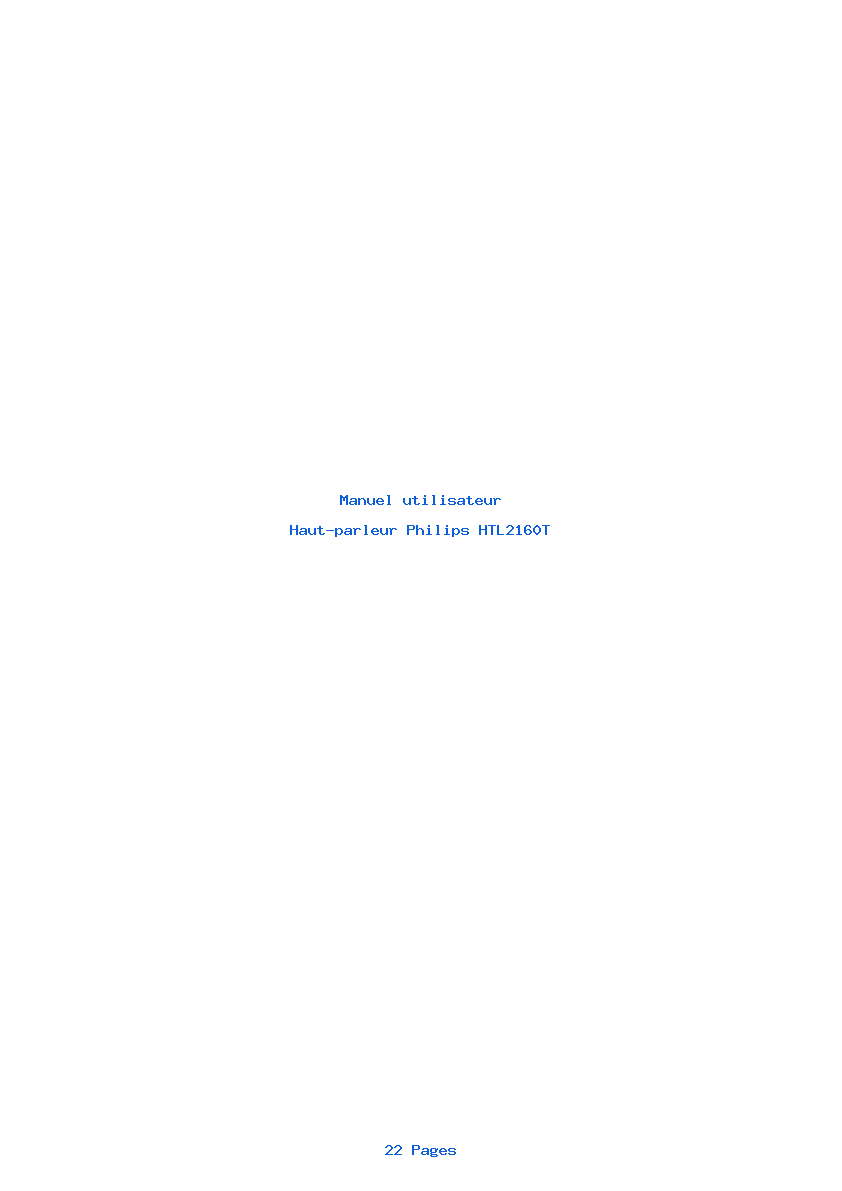 Page 1 de la notice Manuel utilisateur Philips HTL2160T