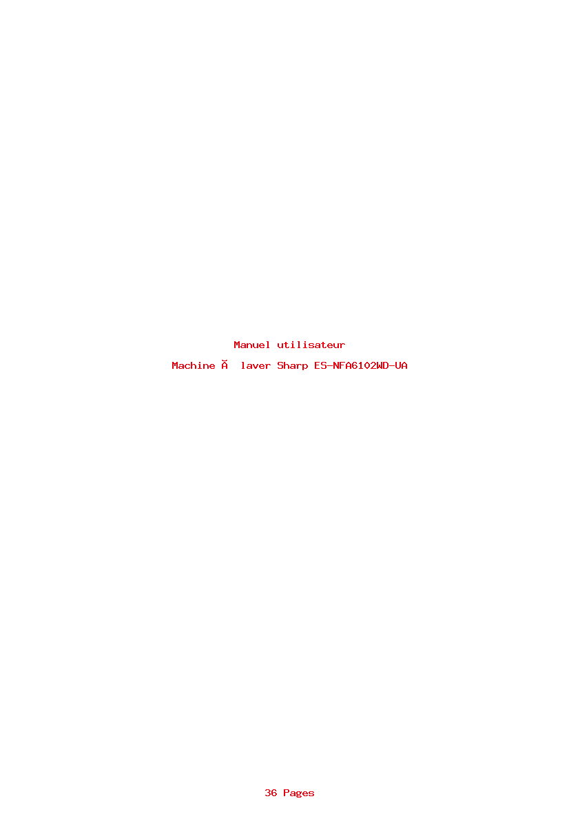 Page 1 de la notice Manuel utilisateur Sharp ES-NFA6102WD-UA