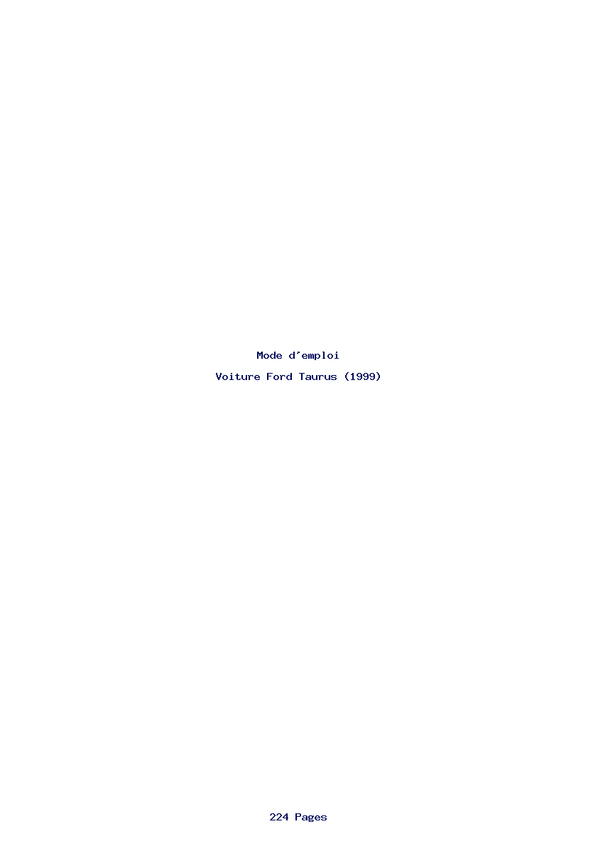 Page 1 de la notice Mode d'emploi Ford Taurus (1999)