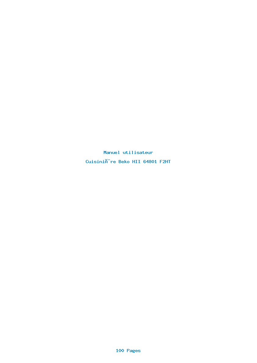 Page 1 de la notice Manuel utilisateur Beko HII 64801 F2HT