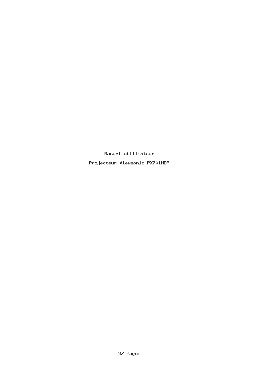 Page 1 de la notice Manuel utilisateur Viewsonic PX701HDP