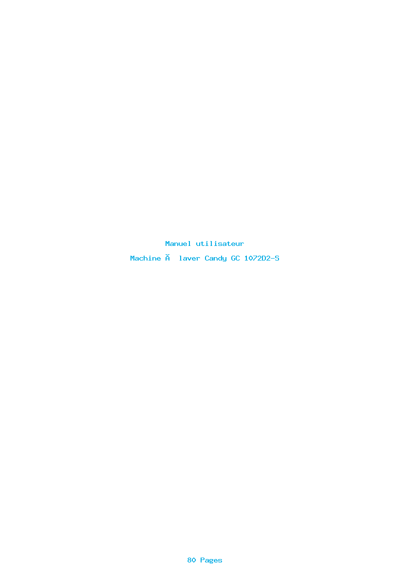 Page 1 de la notice Manuel utilisateur Candy GC 1072D2-S