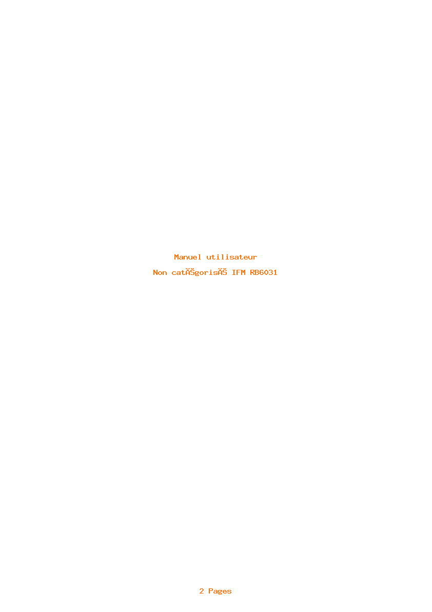 Page 1 de la notice Manuel utilisateur IFM RB6031