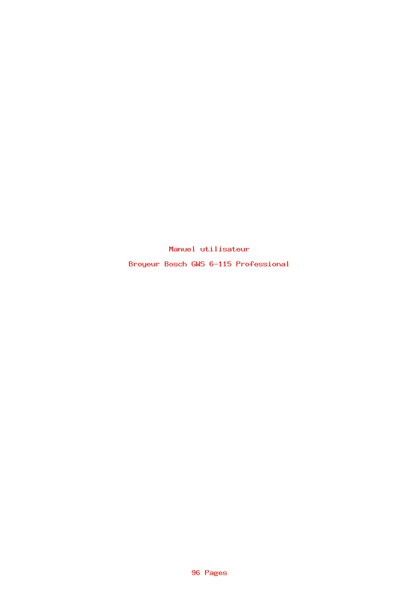 Page 1 de la notice Manuel utilisateur Bosch GWS 6-115 Professional