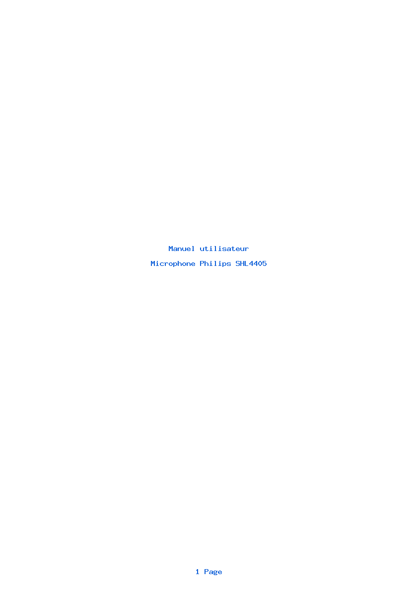 Page 1 de la notice Manuel utilisateur Philips SHL4405