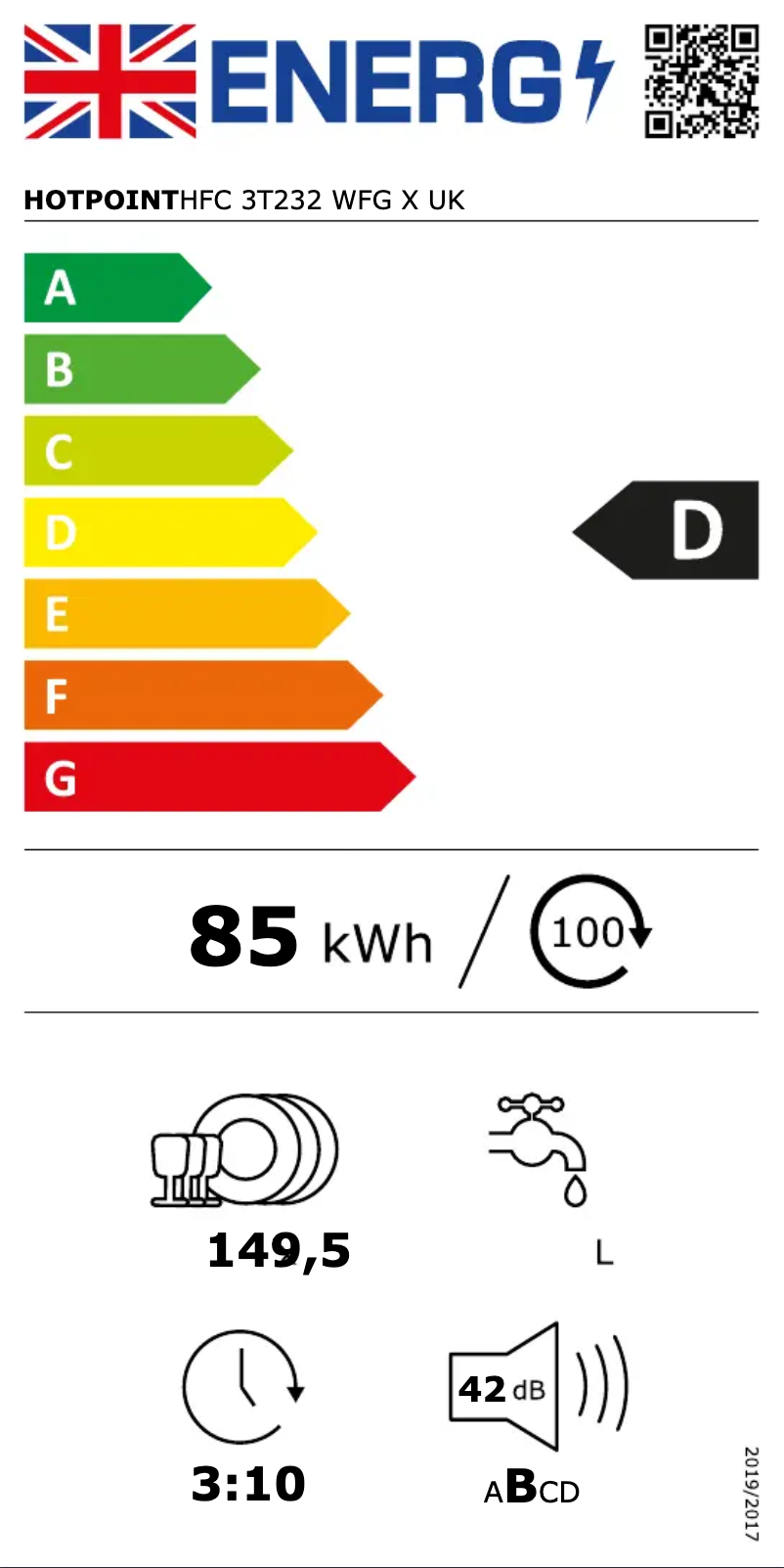 Página 1 del manual Etiqueta energética Hotpoint HFC 3T232 WFG X UK