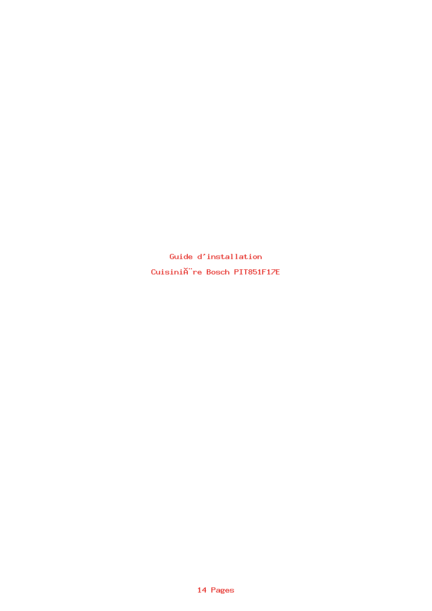 Page 1 de la notice Guide d'installation Bosch PIT851F17E