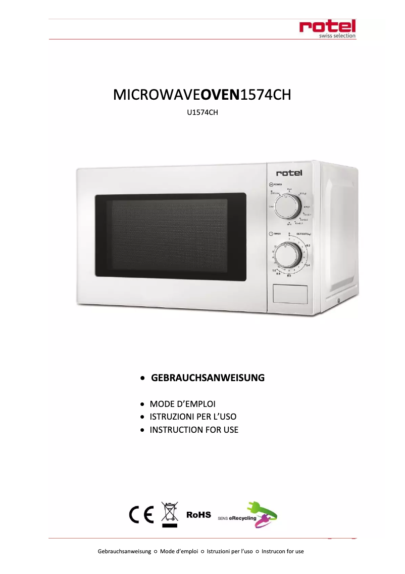 Page 1 de la notice Manuel utilisateur Rotel U1574CH