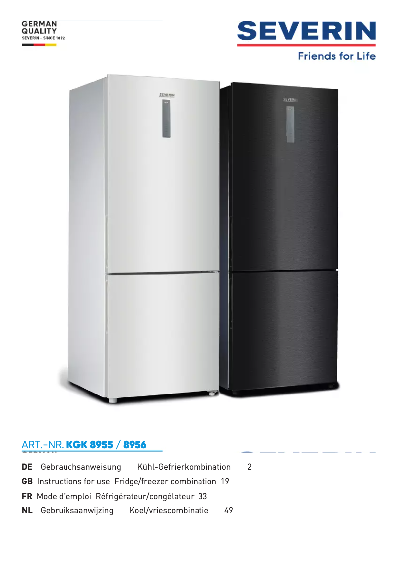 Page 1 de la notice Manuel utilisateur Severin KGK 8955
