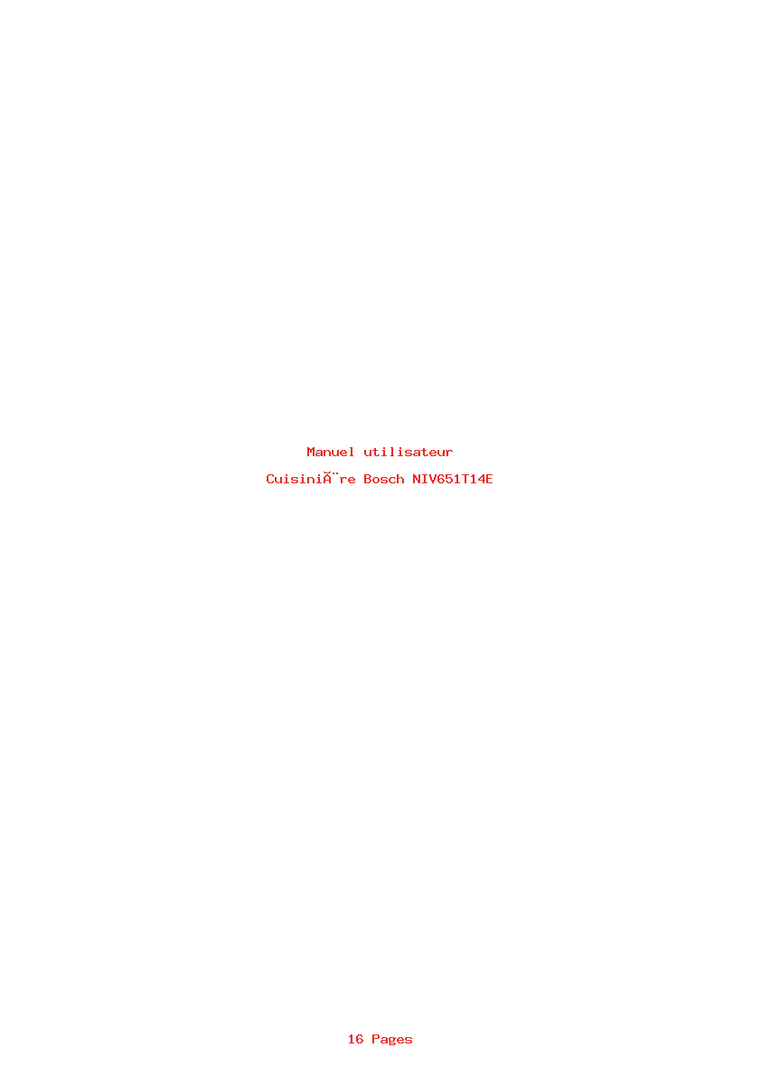 Page 1 de la notice Manuel utilisateur Bosch NIV651T14E